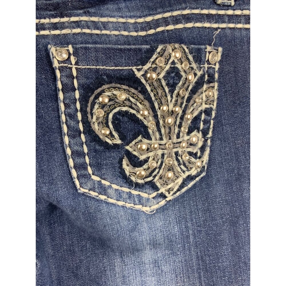 Miss chic denim shorts/ capri heavily stitched/rhynstones